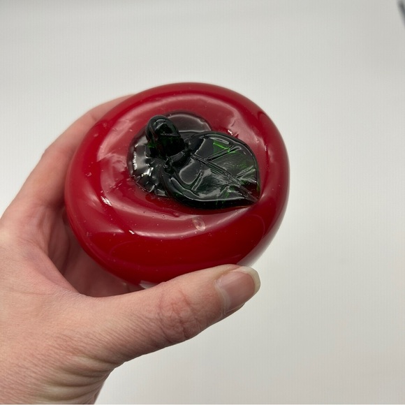 Red Apple Vintage Murano Style Art Glass Hand Blown Vegetable Fruit - Picture 5 of 9